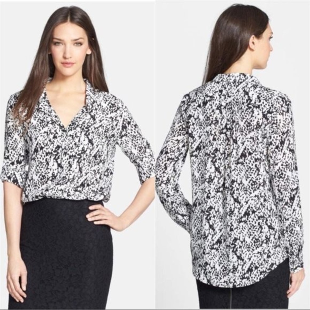 Nordstrom Diane Von Furstenberg Lorelei Two Silk B&W Blouse